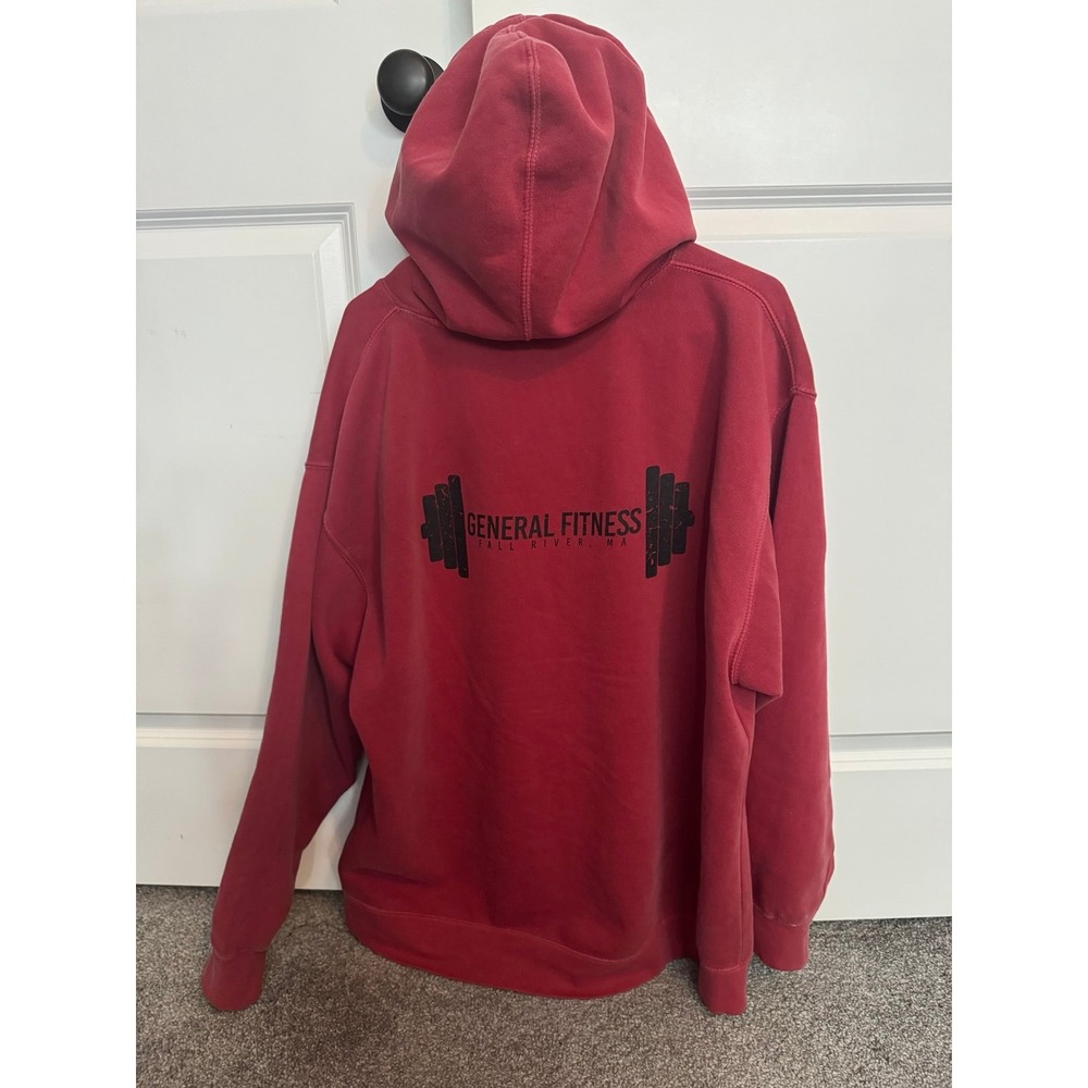 General Fitness Hoodie Sweatshirt Pullover Red Graphic Men Size L Heavy Duty - Picture 2 of 9